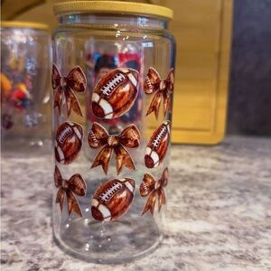 Football and Bow Glass Cup